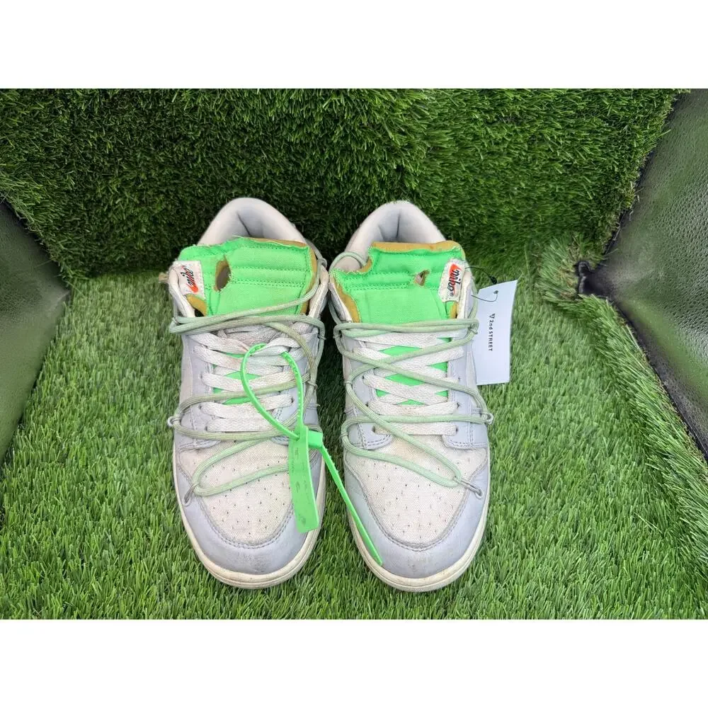 Nike X Off-White Dunk Low DM1602-108 Athletic Sneaker Mens 9.5 White Leather Gym